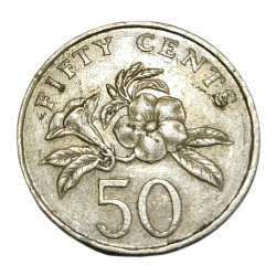 SINGAPORE Cu/Ni 50 CENTS Year 1995 in Collectable Grade.