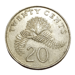 Alternative view of SINGAPORE Cu/Ni 20 CENTS Year 1987 in High Collectable Grade.