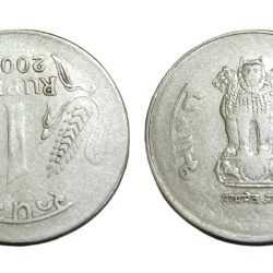 One Rupee Fss Year 2000 Corn 🌽 Issue INVERTED AXIS 6° Clock Rotation Error in Collectable Grade.