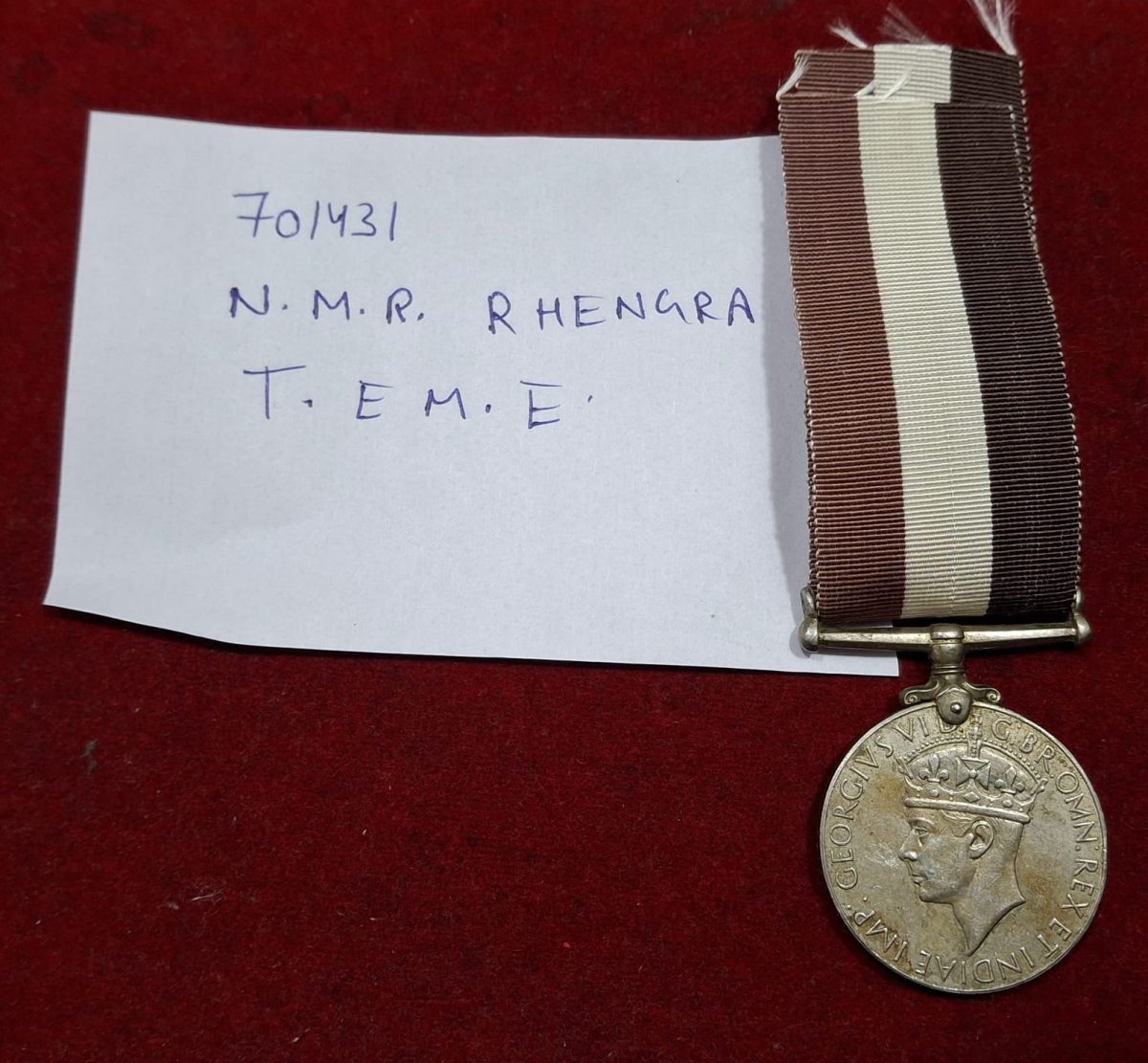 INDIA SECOND WORLD WAR GEORGE VI 1939 - 1945 NAMED MEDAL BRITISH-INDIA #M-937