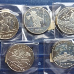 Isle of Man (British Crown dependencies), 1 Crown, 2012, Olympics – London, 2012, Set of 5 coins, UNC Condition, May have mild toning.
