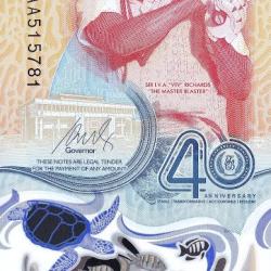 EASTERN CARIBBEAN 2 DOLLARS POLYMER UNC Sir Richard commemorative note #b-2