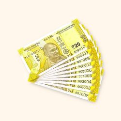 Rs 20 India Banknote Fancy Number Set 001002 till 009010 Gem Unc Very Unique and Rare