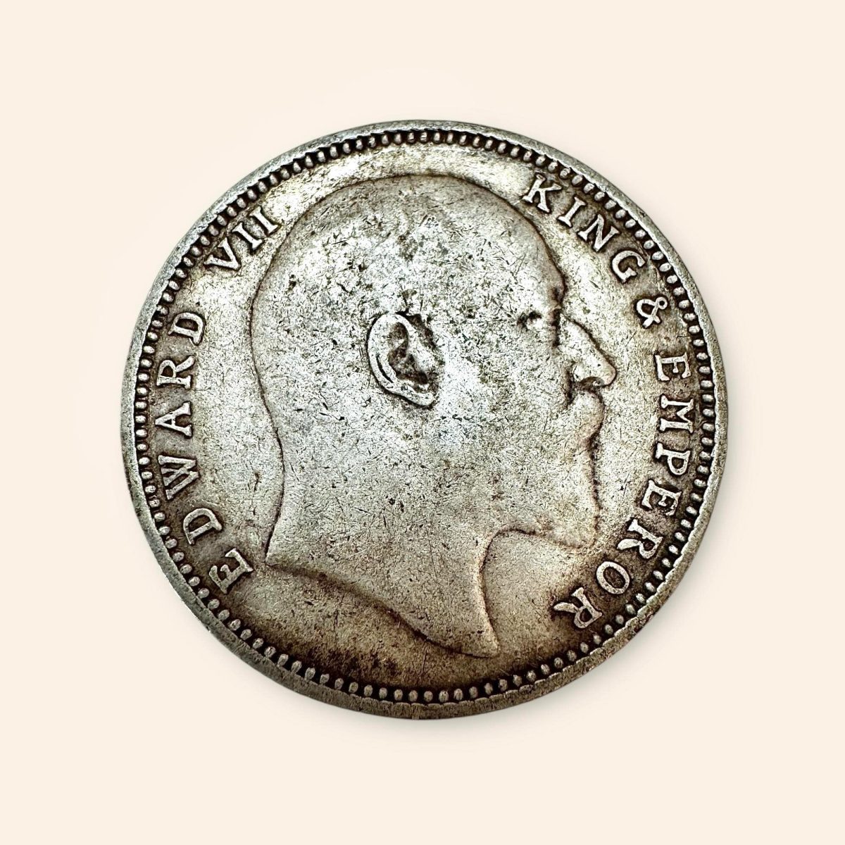 Re 1 British India Edward VII Rupee Silver year 1904 Unique and Rare - Image 2
