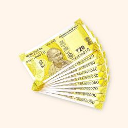 Rs 20 India Banknote Fancy Number Set 000010 till 90 Gem Unc Very Unique and Rare