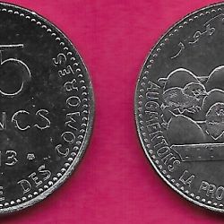 Comoros, 25 Francs, 2013, KM #14a, FAO, AUNC Condition.