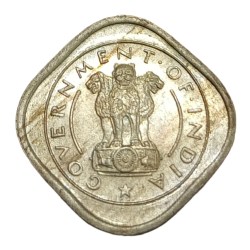 Alternative view of HALF ANNA Cu/Ni COMMEMORATIVE Issue "NANDI 🐂" Year 1950 CALCUTTA Mint **RARE** UNC Grade.