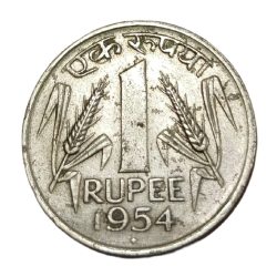 One Rupee Old Cu/Ni Issue Year 1954 Bombay Mint **V. RARE** High Collectable Grade.
