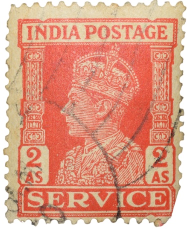 Postal Stamp of George VI 2 Annas Red Colour Service - Used Condition as per Image.