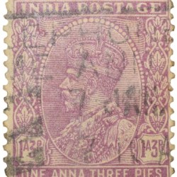Postal Stamp of George V 1 Anna 3 Pies Pink Colour - Used Condition as per Image.
