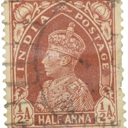 Postal Stamp of George VI 1/2 Anna Brown Colour Service - Used Condition as per Image.