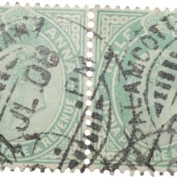 Postal Stamp of Edward VII 1/2 Anna Green Clour - Block of 2 Stamps - Used Condition as per image.