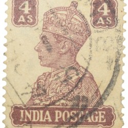 Postal Stamp of George VI 4 Annas Murhoom Colour - Used Condition as per Image.