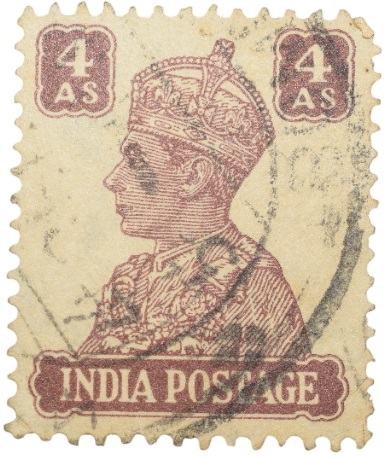 Postal Stamp of George VI 4 Annas Murhoom Colour - Used Condition as per Image.