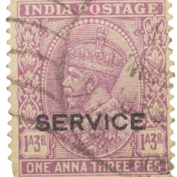Postal Stamp of George V 1 Anna 3 Pies Pink Colour - Used Condition as per Image.