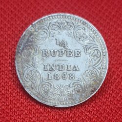 1/4 RUPEE 1898 VICTORIA QUEEN COIN CALCUTTA MINT