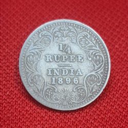 1/4 Rupee 1896 Victoria Queen Coin Calcutta Mint