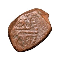 Alternative view of Copper 1/2 Duit of Indo-French(AD 1695) with Goddess Mahakali/Nakapattanam