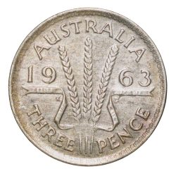 Silver (50%) 3 Pence of Elizabeth II (AD 1963) of Australia