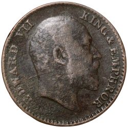 Bronze 1/12 Anna of Edward VII (AD 1907) of Calcutta Mint Scarce
