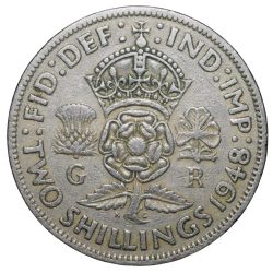 Copper-Nickel 2 Shillings of George VI (AD 1948) of Great Brittain