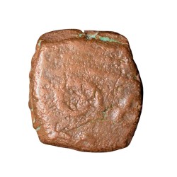 Alternative view of Copper 1/2 Duit of Indo-French(AD 1695) with Goddess Mahakali/Nakapattanam
