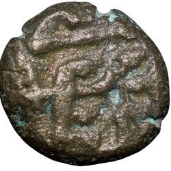 Alternative view of Copper Coin of Gingee Marathas(1700 AD) with Fish Right K.Ganesha Ty.11.39 Rare