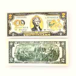 USA 2 Dollar 24 Karat Gold Foil Plated Dragon Year Gem Unc Very Unique and rare