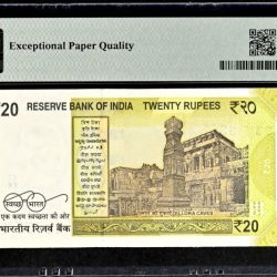 Alternative view of Rs 20 India Banknote Graded By PMG 67 EPQ Issue Year 2023 Signed By Shaktikant Das 33V 333333 Very unique and Rare