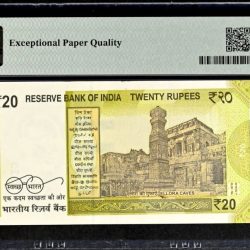 Alternative view of Rs 20 India Banknote Graded By PMG 65 EPQ Issue Year 2022 Signed By Shaktikant Das 55H 555555 Very unique and Rare