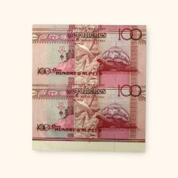 Alternative view of Seychelles Issue Rs 100 UNCUT 2 Piece Replacement Issue GEM UNC Unique and Rare Tope Collectible Item