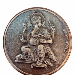 Rare Vintage Shri Ganesha 19th Centaury 5 Gm Silver 999 Ag Rubidium Finish Very Unique and Rare One of a Kind