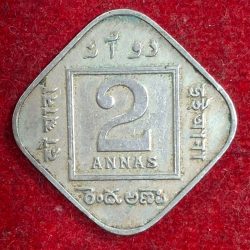 Alternative view of India - British 2 Annas 1919 - George V RARE LOWEST PRICE COIN #M-961