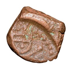 Copper 1/2 Duit of Indo-French(AD 1695) with Goddess Mahakali/Nakapattanam