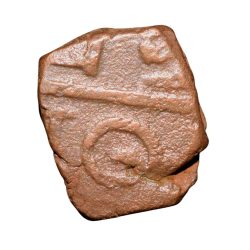 Alternative view of Copper 1/2 Duit of Indo-French(AD 1695) with Goddess Mahakali/Nakapattanam