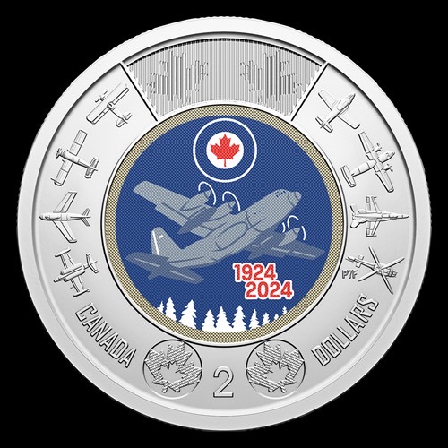 2024 $2 100th Anniversary of the Royal Canadian Air Force Colour commevrative gem unc coin