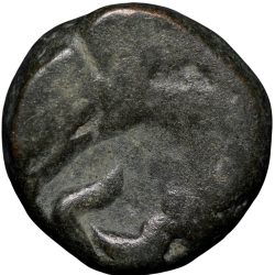 Alternative view of Copper Paisa of Hyderabad State (18th Cen. AD) of Amravati Mint with Trishul above Sword