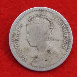1/4 RUPEE 1891 CALCUTTA MINT VICTORIA EMPRESS QUEEN COIN