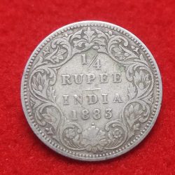 RARE VICTORIA EMPRESS 1/4 RUPEE 1883 BOMBAY MINT