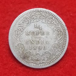 VICTORIA EMPRESS 1/4 RUPEE 1890 CALCUTTA MINT