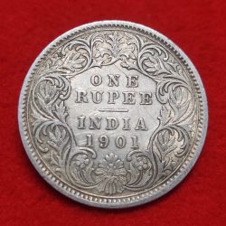 ONE RUPEE COIN VICTORIA EMPRESS 1901 CALCUTTA MINT