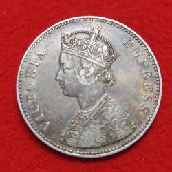 Alternative view of ONE RUPEE SILVER COIN VICTORIA EMPRESS 1878 BOMBAY MINT