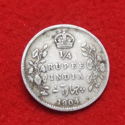 RARE 1/4 RUPEE 1904 COIN EDWARD VII COIN