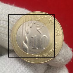 Alternative view of Ten Rs Raindrop Rain Shifted Error Coin 2020 Year Calcutta Mint RBI Mistake Coin