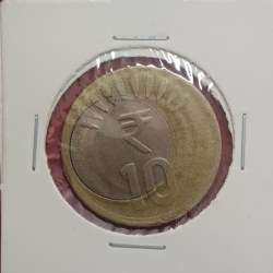 Alternative view of Ten Rs Error Heavy Shifting Coin 2011 Calcutta Mint RBI Mistake Coin