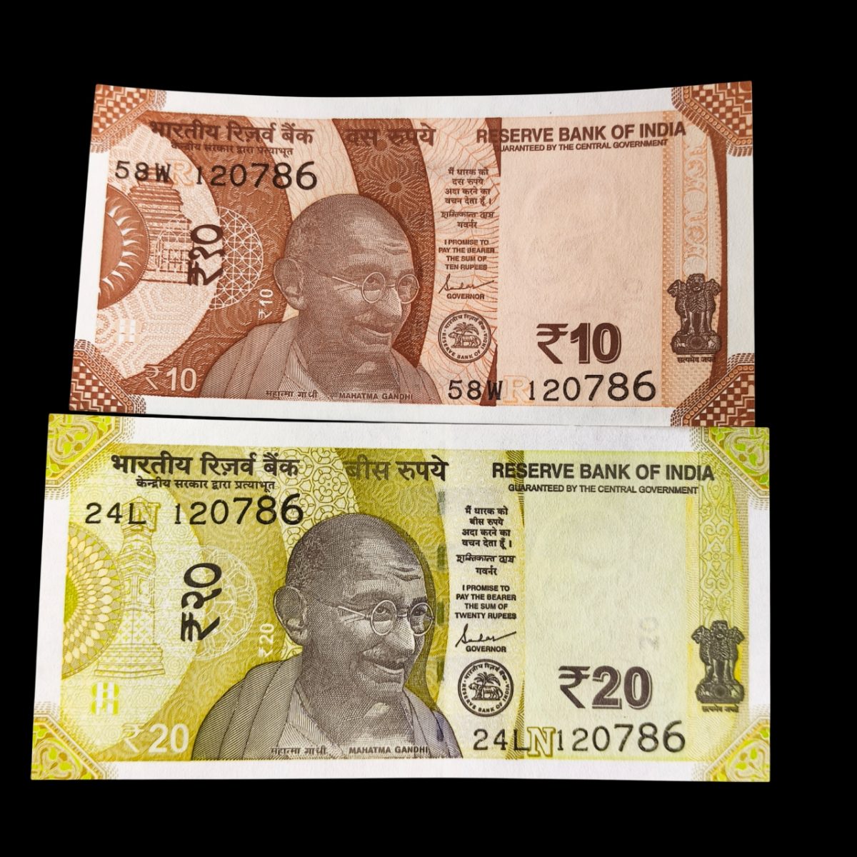10 and 20 Rupees Birthday Note With Same Serial No With Ending 786