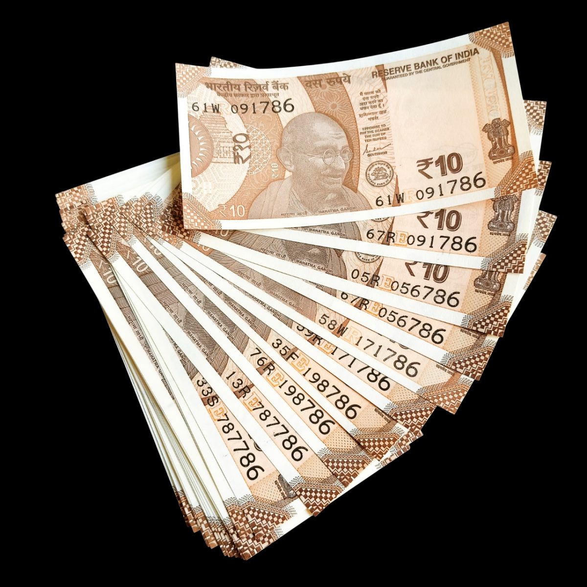 2 Same No Notes of 10 Rupees Note With With Ending 786 Rare Collection