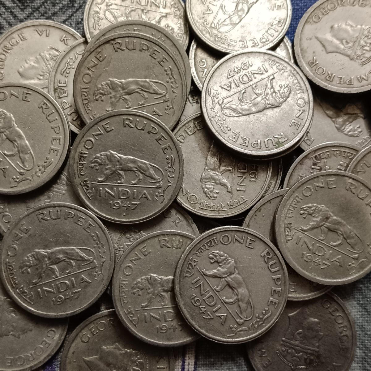 George Vi One Rupee 1947 Bombay Mint British of India 10 Pcs Given