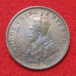 Alternative view of ONE QUARTER ANNA (BRONZE) GEORGE V KING CALCUTTA MINT