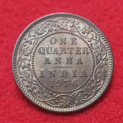 ONE QUARTER ANNA (BRONZE) GEORGE V KING CALCUTTA MINT